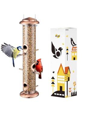 New Metal Bird Feeders Brushed Copper Wild Bird Feeder for Outdoors Hanging